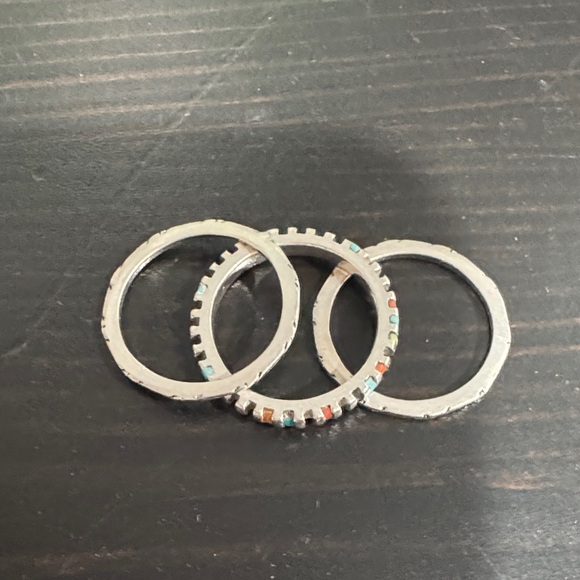 Silver Multicolor Inlay Ring - Picture 3 of 10